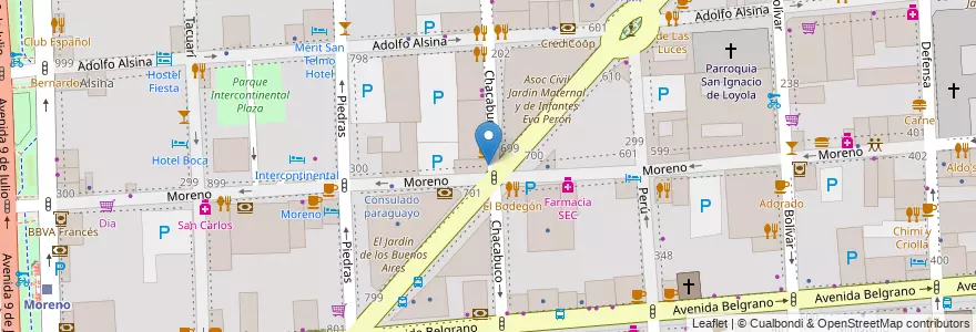 Mapa de ubicacion de Irish, Montserrat en アルゼンチン, Ciudad Autónoma De Buenos Aires, Comuna 1, ブエノスアイレス.