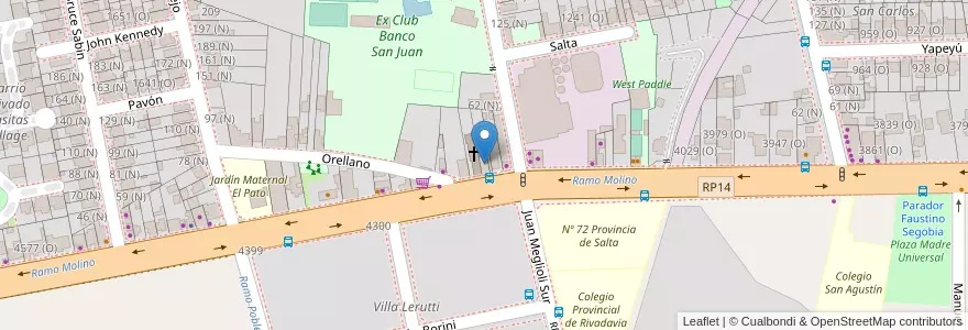 Mapa de ubicacion de IRON Fitness Gym en Arjantin, San Juan, Şili, Rivadavia.