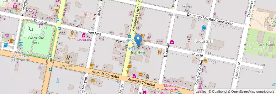 Mapa de ubicacion de Iron Gym en Аргентина, Санта-Фе, Departamento Rosario, Municipio De Funes, Funes.