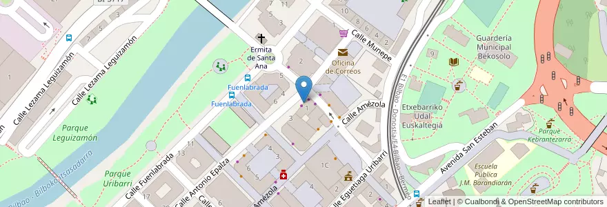 Mapa de ubicacion de Irudi Kafe en İspanya, Bask Bölgesi, Bizkaia, Bilboaldea.