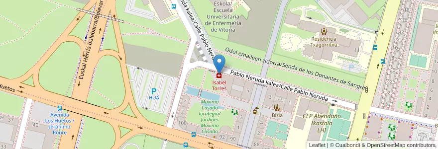 Mapa de ubicacion de Isabel Torres en 西班牙, 巴斯克, Araba/Álava, Gasteizko Kuadrilla/Cuadrilla De Vitoria, Vitoria-Gasteiz.