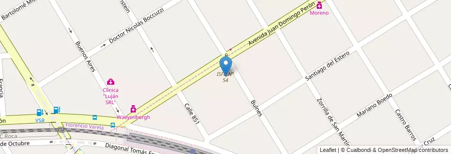 Mapa de ubicacion de ISFD N° 54 en Arjantin, Buenos Aires, Partido De Florencio Varela, Zeballos.