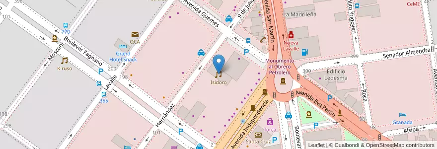 Mapa de ubicacion de Isidoro en アルゼンチン, サンタクルス州, チリ, Mercado De La Ciudad, Deseado, Caleta Olivia.