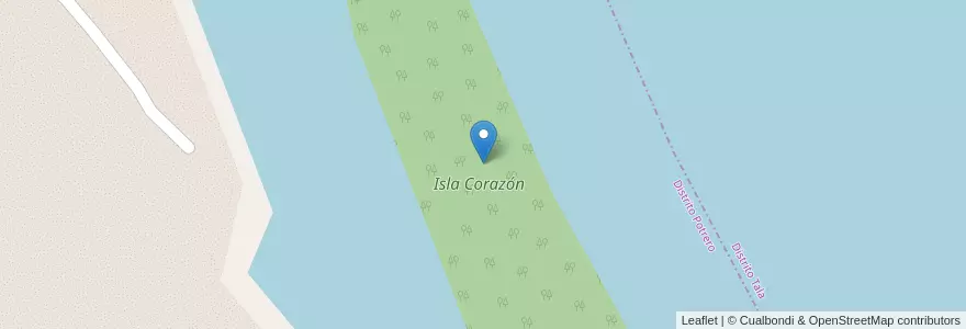 Mapa de ubicacion de Isla Corazón en アルゼンチン, エントレ・リオス州, Departamento Uruguay, Distrito Tala.
