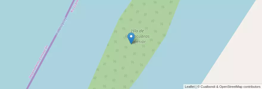 Mapa de ubicacion de Isla de las Tacuaras Superior en ブラジル, 南部地域, リオグランデ・ド・スル, Região Geográfica Intermediária De Ijui, Região Geográfica Imediata De São Luiz Gonzaga, Garruchos.