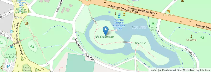 Mapa de ubicacion de Isla Encantada en Argentinië, Córdoba, Departamento Capital, Pedanía Capital, Córdoba, Municipio De Córdoba.