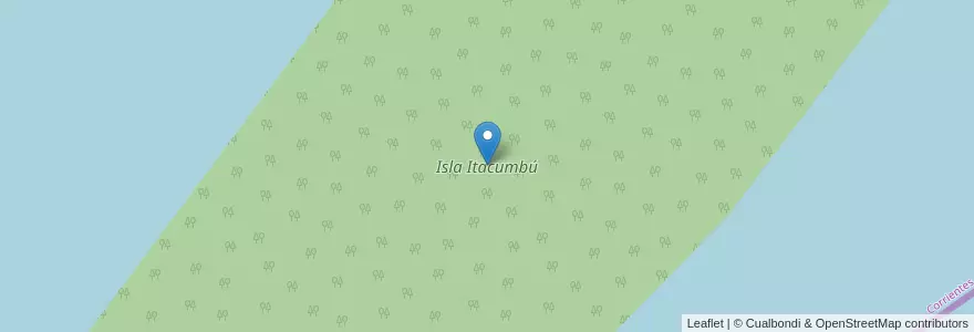 Mapa de ubicacion de Isla Itacumbú en アルゼンチン, コリエンテス州, Departamento Monte Caseros, Municipio De Monte Caseros.