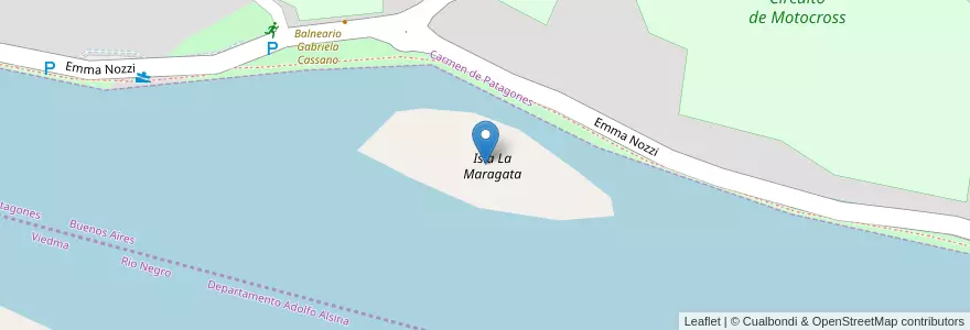 Mapa de ubicacion de Isla La Maragata en アルゼンチン, Partido De Patagones, Carmen De Patagones.