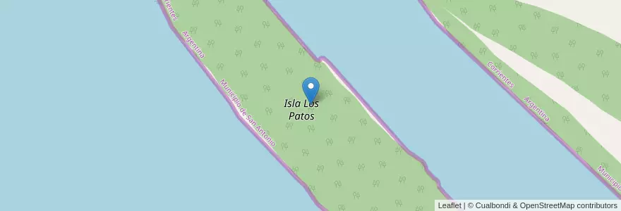 Mapa de ubicacion de Isla Los Patos en アルゼンチン, コリエンテス州, Municipio De San Antonio.