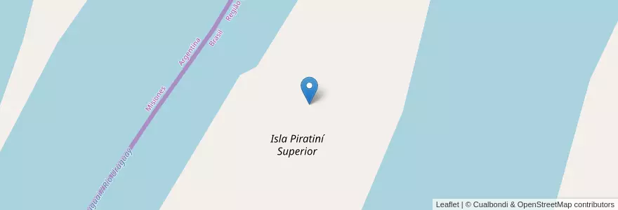 Mapa de ubicacion de Isla Piratiní Superior en ブラジル, 南部地域, リオグランデ・ド・スル, Região Geográfica Intermediária De Ijui, Região Geográfica Imediata De São Luiz Gonzaga, São Nicolau.