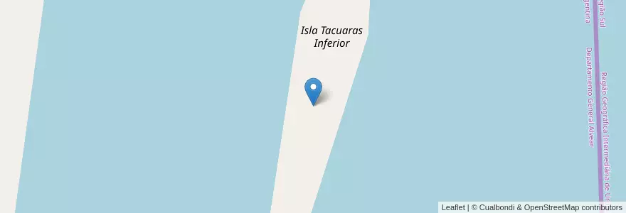 Mapa de ubicacion de Isla Tacuaras Inferior en アルゼンチン, コリエンテス州, Departamento General Alvear, Municipio De Alvear.