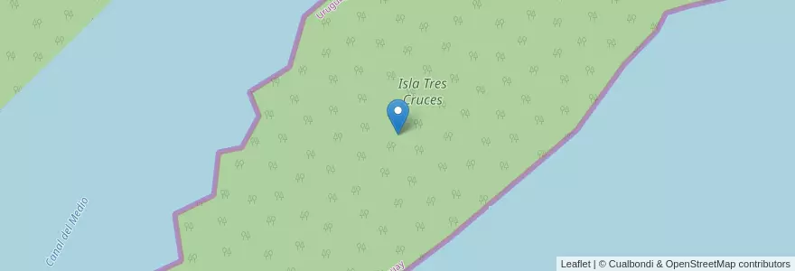 Mapa de ubicacion de Isla Tres Cruces en アルゼンチン, エントレ・リオス州, Departamento Uruguay, Distrito Potrero.