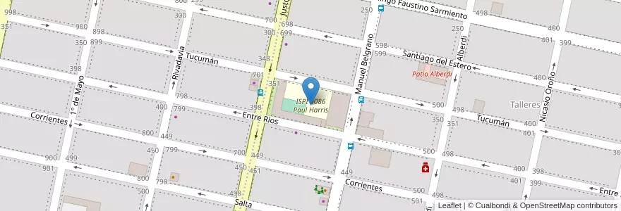 Mapa de ubicacion de ISPI 9086 Paul Harris en آرژانتین, سانتافه, Departamento San Lorenzo, Municipio De Roldán, Roldán.