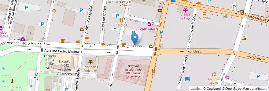 Mapa de ubicacion de Istituto San Matias (ISM) en アルゼンチン, チリ, メンドーサ州, Departamento Capital, Sección 2ª Barrio Cívico, Ciudad De Mendoza.