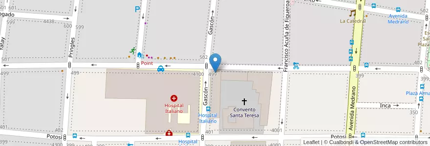 Mapa de ubicacion de Italia, Almagro en الأرجنتين, Ciudad Autónoma De Buenos Aires, Comuna 5, Buenos Aires.