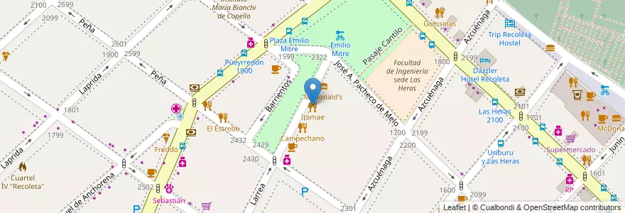 Mapa de ubicacion de Itamae, Recoleta en 阿根廷, Ciudad Autónoma De Buenos Aires, Comuna 2, 布宜诺斯艾利斯.