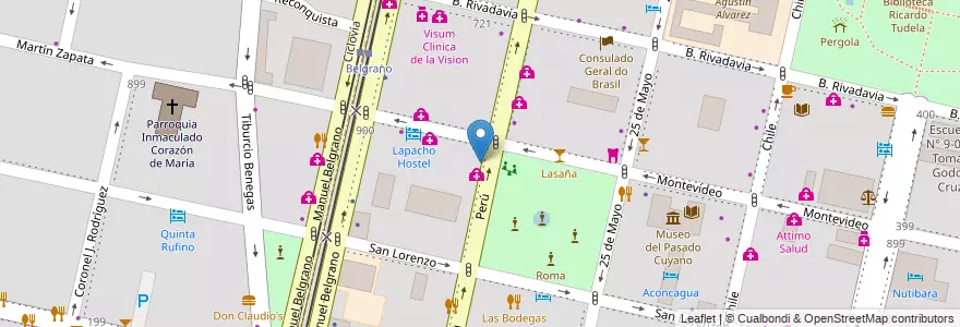 Mapa de ubicacion de Itame Sushi en الأرجنتين, تشيلي, Mendoza, Departamento Capital, Sección 2ª Barrio Cívico, Ciudad De Mendoza.