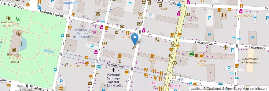 Mapa de ubicacion de Itaú en Arjantin, Şili, Mendoza, Departamento Capital, Ciudad De Mendoza.