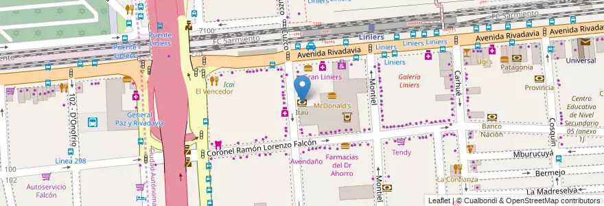 Mapa de ubicacion de Itaú, Liniers en الأرجنتين, Ciudad Autónoma De Buenos Aires, Comuna 9, Buenos Aires.