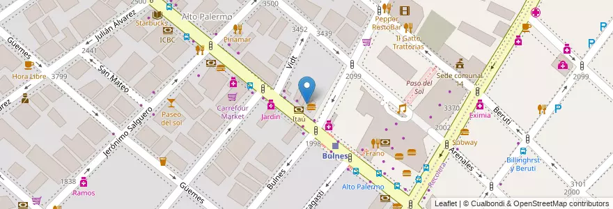 Mapa de ubicacion de Itaú, Palermo en الأرجنتين, Ciudad Autónoma De Buenos Aires, Buenos Aires, Comuna 14.