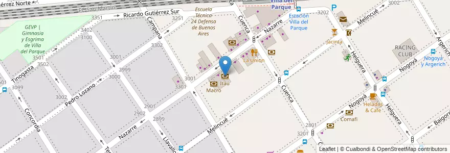 Mapa de ubicacion de Itaú, Villa del Parque en Argentinië, Ciudad Autónoma De Buenos Aires, Buenos Aires, Comuna 11.