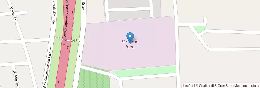 Mapa de ubicacion de ITEC San Juan en アルゼンチン, サンフアン州, チリ, Santa Lucía.