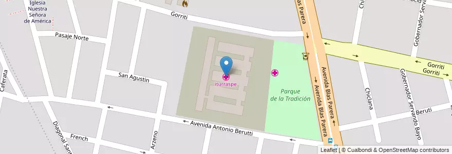 Mapa de ubicacion de iturraspe en الأرجنتين, سانتا في, إدارة العاصمة, سانتا في العاصمة, سانتا في.