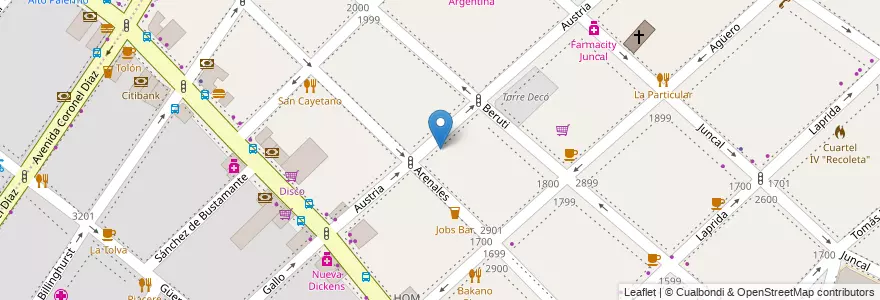 Mapa de ubicacion de Iupi Kindergarden, Recoleta en Argentinien, Ciudad Autónoma De Buenos Aires, Comuna 2, Buenos Aires.