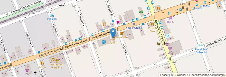 Mapa de ubicacion de Ivanoff, Flores en 阿根廷, Ciudad Autónoma De Buenos Aires, Comuna 7, 布宜诺斯艾利斯.