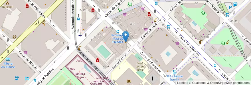 Mapa de ubicacion de Ivin en 스페인, Catalunya, Barcelona, Barcelonès, 바르셀로나.
