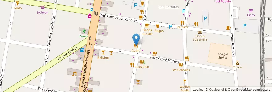 Mapa de ubicacion de Izzaro en Argentinië, Buenos Aires, Partido De Lomas De Zamora, Lomas De Zamora.