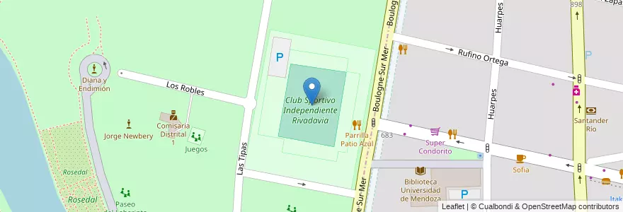 Mapa de ubicacion de J. Bautista Gargantini en Argentine, Chili, Mendoza, Departamento Capital, Sección 9ª Parque General San Martín, Ciudad De Mendoza.