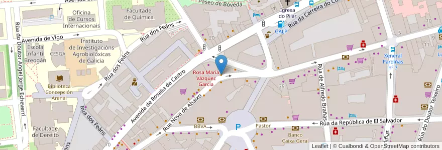 Mapa de ubicacion de J de Joker en Espagne, Galice, A Corogne, Santiago, Santiago De Compostela.