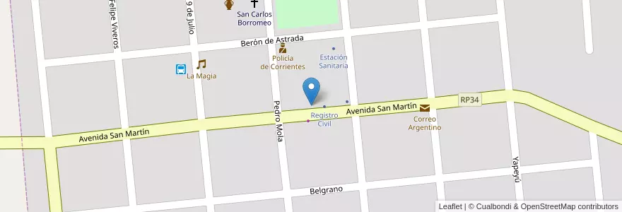 Mapa de ubicacion de J. I. N. N° 30 en Argentina, Corrientes, Departamento Ituzaingó, Municipio De San Carlos, Localidad De San Carlos.