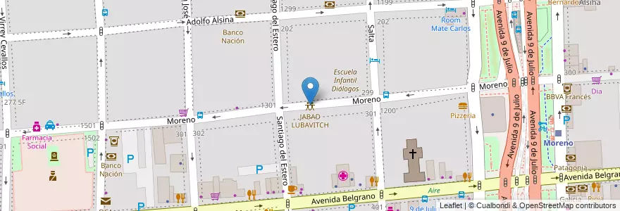 Mapa de ubicacion de JABAD LUBAVITCH, Montserrat en الأرجنتين, Ciudad Autónoma De Buenos Aires, Comuna 1, Buenos Aires.