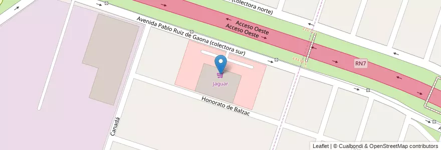 Mapa de ubicacion de Jaguar en Arjantin, Buenos Aires, Partido De Moreno, La Reja.