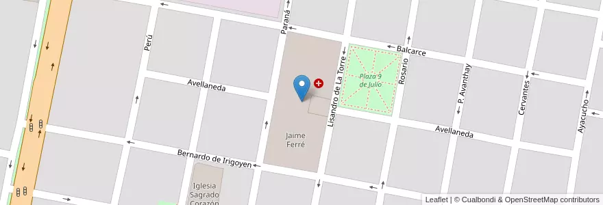 Mapa de ubicacion de Jaime Ferré en الأرجنتين, سانتا في, Departamento Castellanos, Municipio De Rafaela.