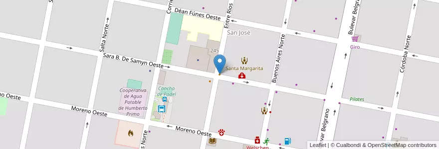 Mapa de ubicacion de Jaime's en 아르헨티나, Santa Fe, Departamento Castellanos, Municipio De Humberto Primo, Humberto Primo.