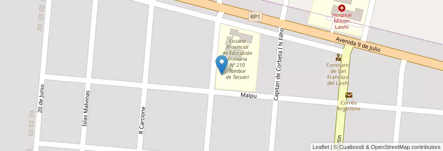 Mapa de ubicacion de Jardíb Infantes Nucleado 23 - EPEP Nº 210 en Argentina, Formosa, Departamento Laishi, Municipio Misión San Francisco De Laishi, San Francisco De Laishí.