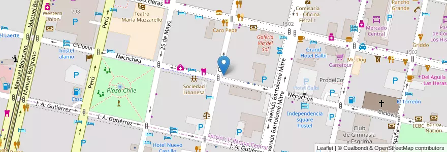 Mapa de ubicacion de Jardin 0-159 en Argentine, Chili, Mendoza, Departamento Capital, Ciudad De Mendoza.