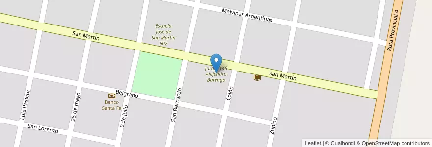 Mapa de ubicacion de Jardín 145 Alejandro Barengo en Arjantin, Santa Fe, Departamento Las Colonias, Municipio De La Pelada.