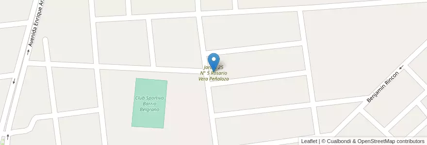 Mapa de ubicacion de Jardin 25 N° 5 Rosario Vera Peñaloza en アルゼンチン, ラ・リオハ州, Departamento Rosario Vera Peñaloza, Chepes.