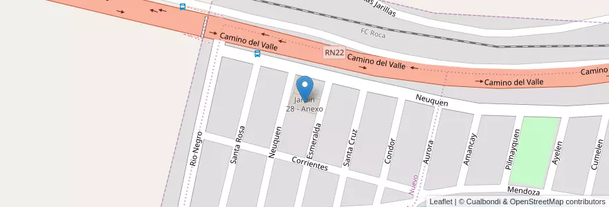 Mapa de ubicacion de Jardin 28 - Anexo en アルゼンチン, リオネグロ州, Departamento General Roca, Villa Regina.