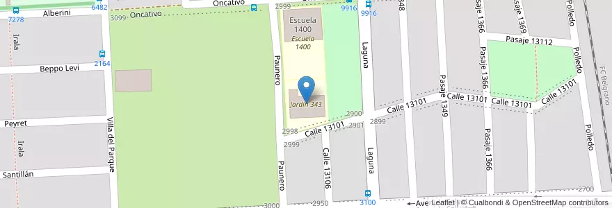 Mapa de ubicacion de Jardin 343 en الأرجنتين, سانتا في, Departamento Rosario, Municipio De Rosario, روساريو.