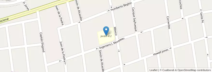 Mapa de ubicacion de Jardin 412 en الأرجنتين, شوبوت, Trelew, Departamento Rawson.