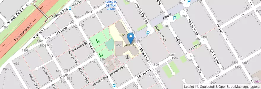 Mapa de ubicacion de Jardín 62 en アルゼンチン, リオネグロ州, Departamento Adolfo Alsina, Viedma, Viedma.