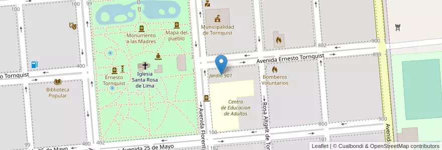 Mapa de ubicacion de Jardín 901 en Argentina, Buenos Aires, Partido De Tornquist, Tornquist.
