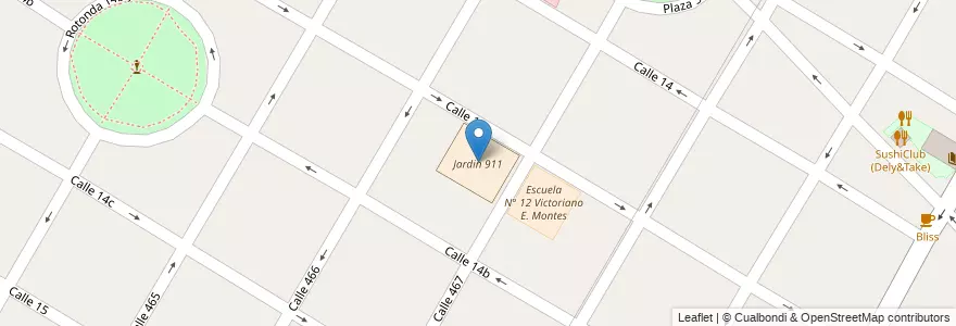 Mapa de ubicacion de Jardin 911, City Bell en Argentina, Provincia Di Buenos Aires, Partido De La Plata, City Bell.