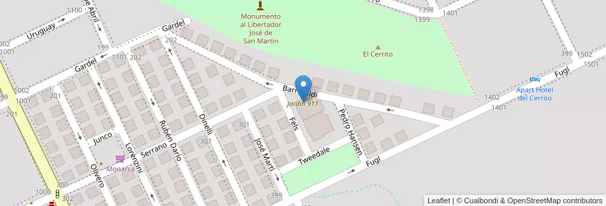 Mapa de ubicacion de Jardín 911 en Argentina, Buenos Aires, Partido De Tandil, Tandil.