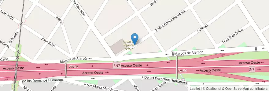 Mapa de ubicacion de Jardín 921 en Arjantin, Buenos Aires, Partido De Morón.